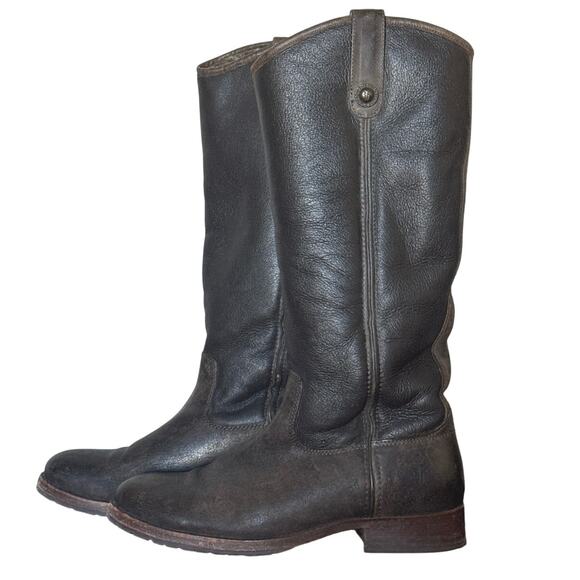 Frye Women's Melissa Button Tall Boots US 8B Shearling Lined Brown Leather - Picture 2 of 15